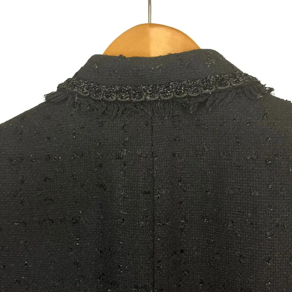 PERRY ELLIS Wool Blend Long Winter Dress Coat Black Tweed Silver Fleck Women's 8 - Picture 9 of 11